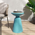 Outdoor Metal End Table Large Teal Iron