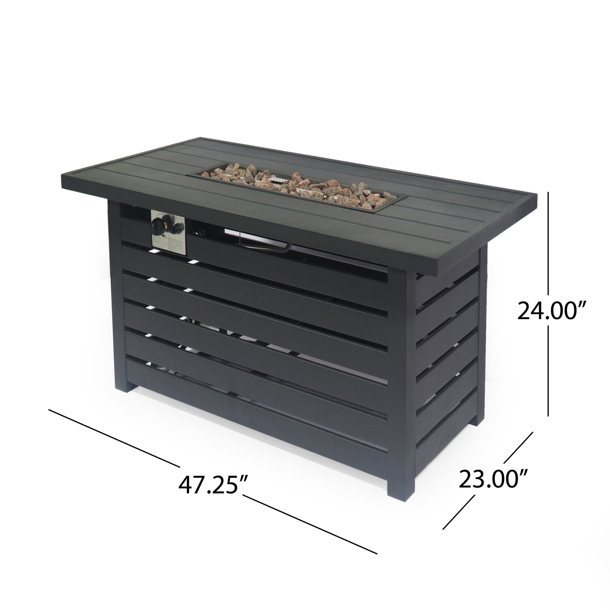 Rectangular Iron Fire Pit 30 000Btu Black Iron