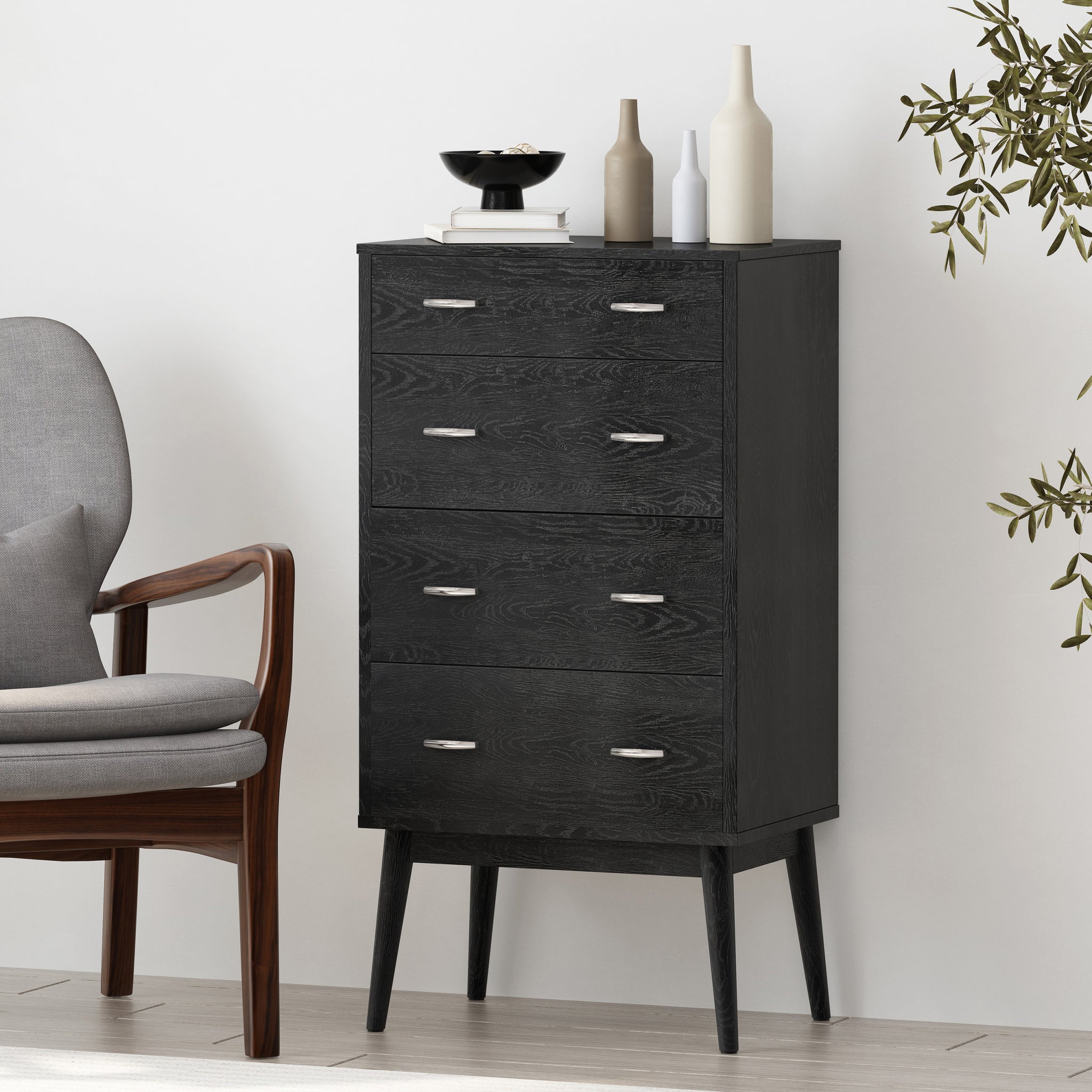 Disa 4 Drawer Chest Black Mdf