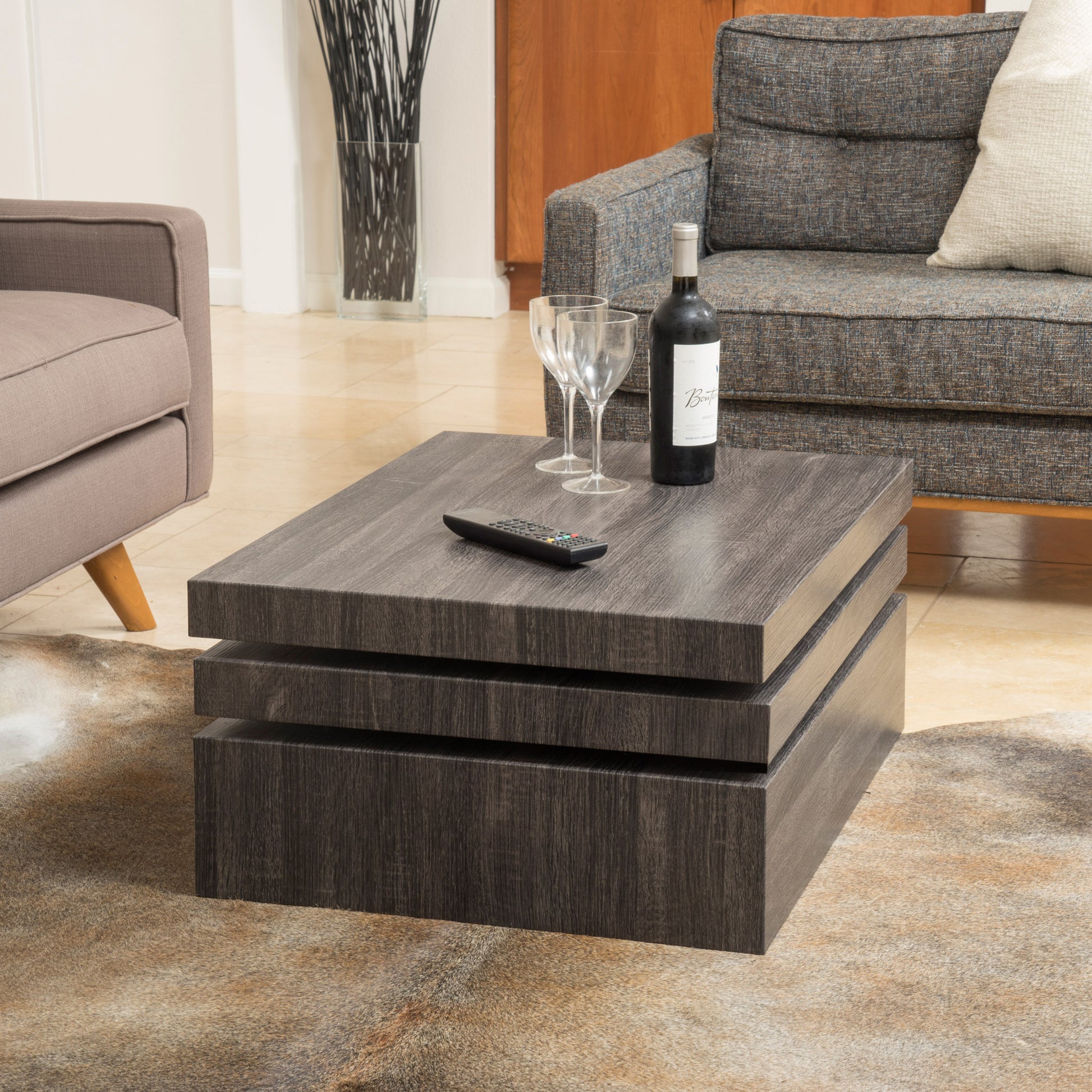 Modernesque Rotating Coffee Table 1 Black Mdf