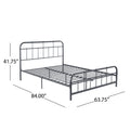 Queen Size Metal Bed Charcoal Grey Iron