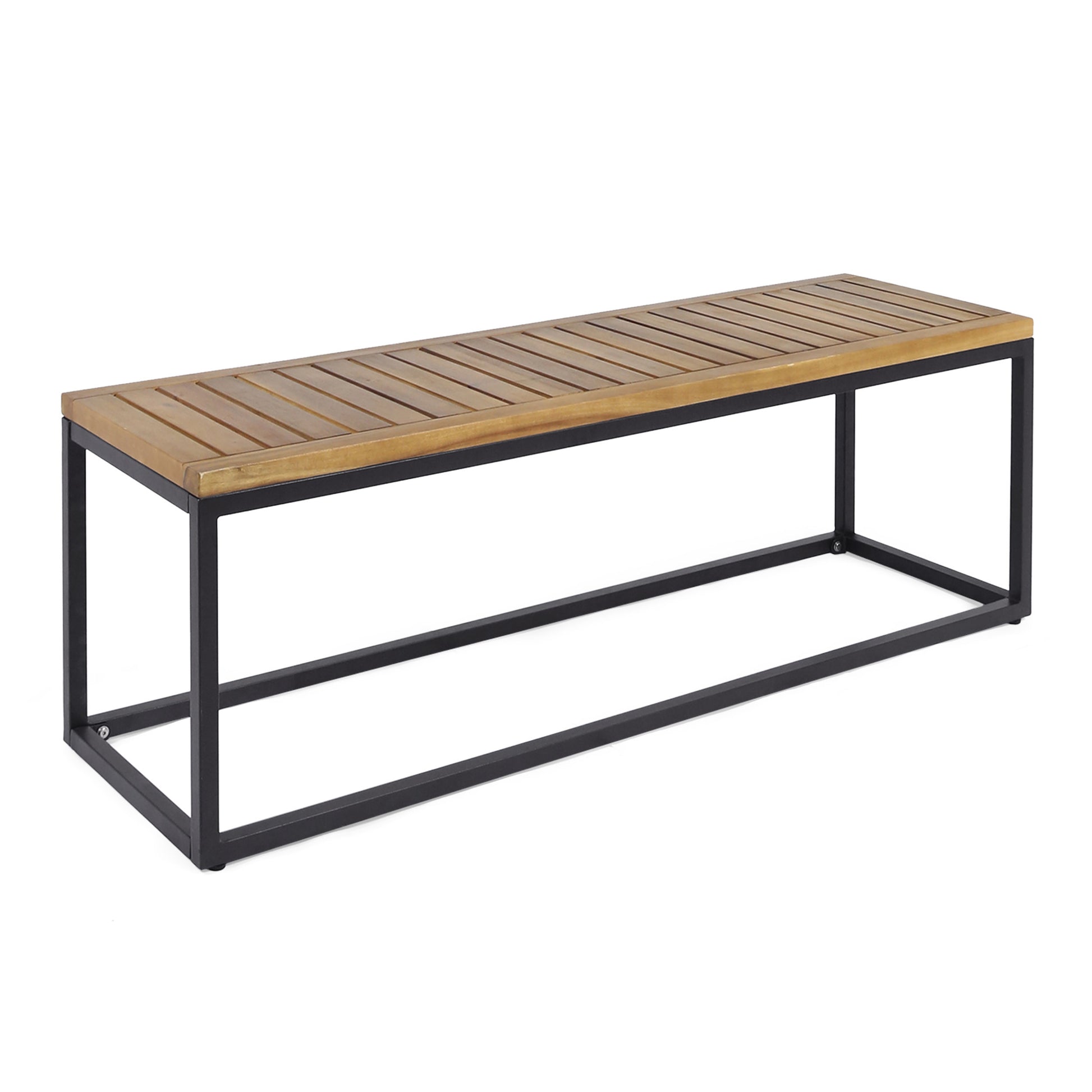 Jeco Industrial Wood And Metal Bench Teak Acacia Wood