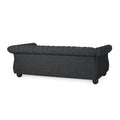 Mirod Comfy 3 Seat Sofa With Wooden Legs, For Living Room And Study Black Fabric 3 Seat