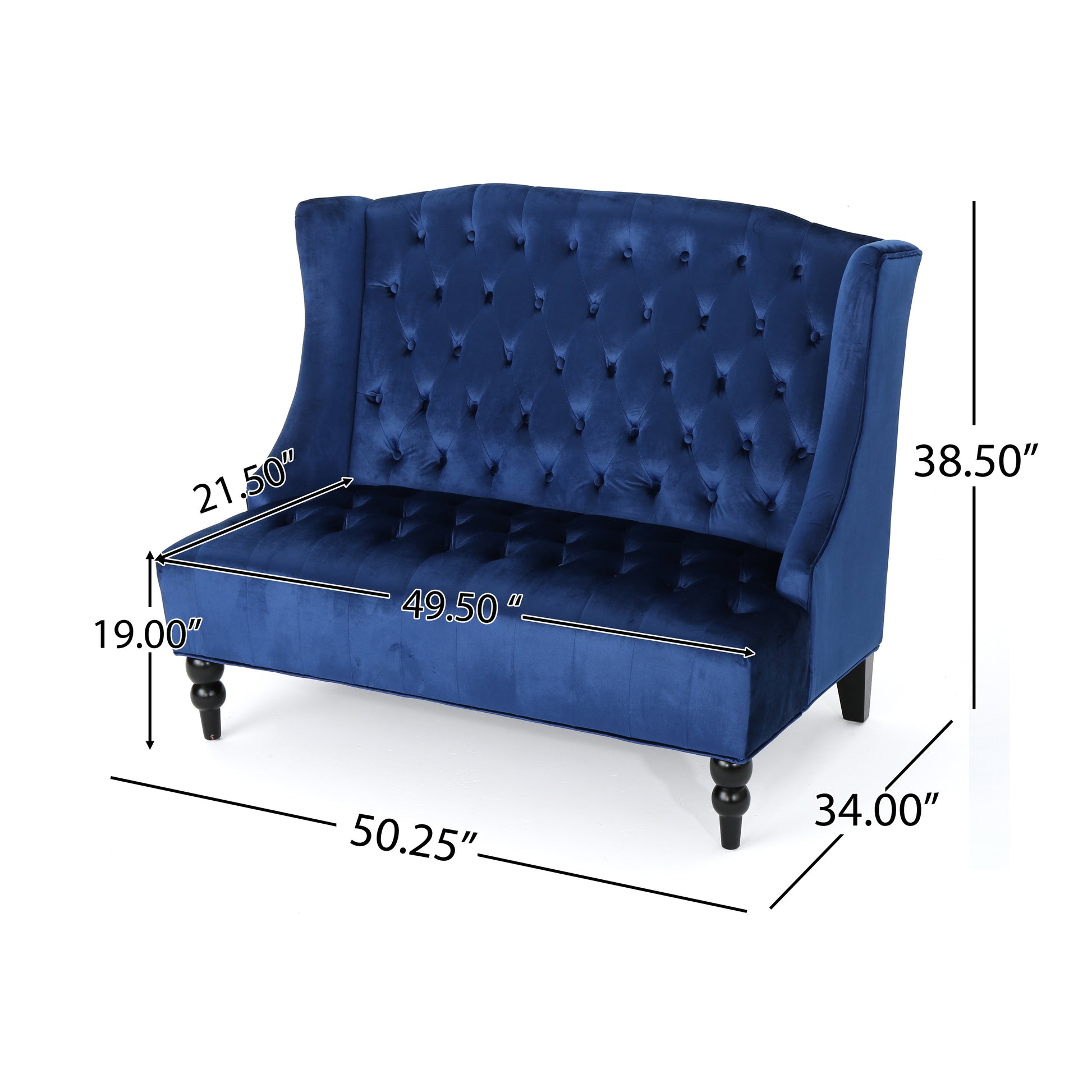 Seat Navy Blue Velvet 2 Seat