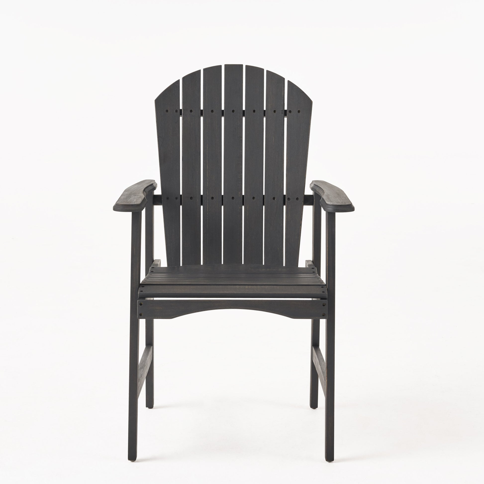 Outdoor Weather Resistant Acacia Wood Adirondack Dining Chairs Set Of 2 , Dark Gray Finish Dark Grey Acacia Wood