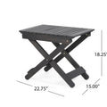 Outdoor Folding Wooden Side Table, Dark Gray, 15