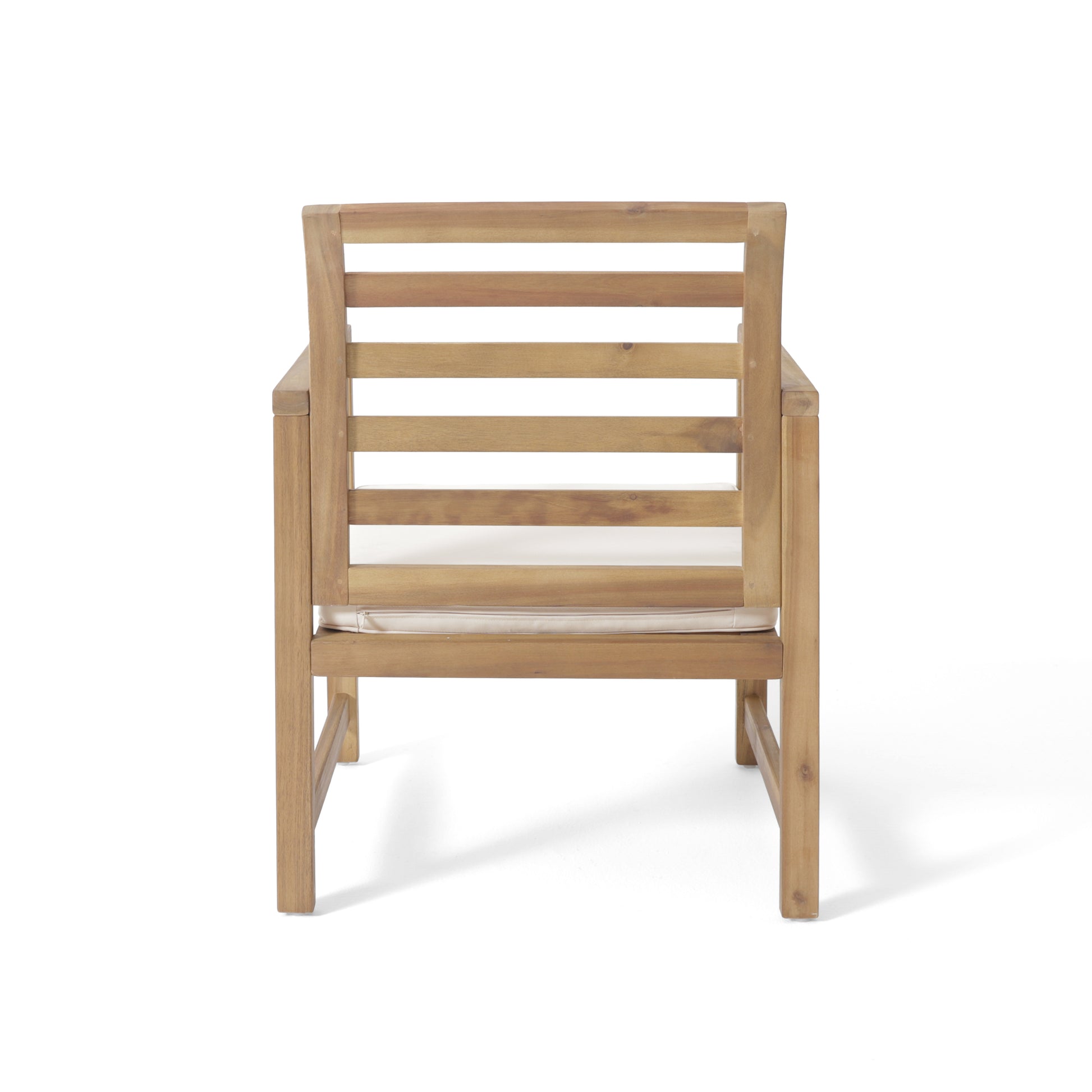 Outdoor Acacia Wood Club Chairs, 2 Pcs Set, Natural Stained White, 25.5"D X 24.5"W X 33.0"H Natural Acacia Wood