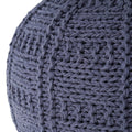 Yuny Knitted Cotton 20 X 20 Round Pouf Navy Cotton