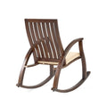 Acacia Wood Rocking Chair With Cushion Brown Acacia Wood