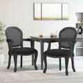 Dining Chair Black Wood Fabric