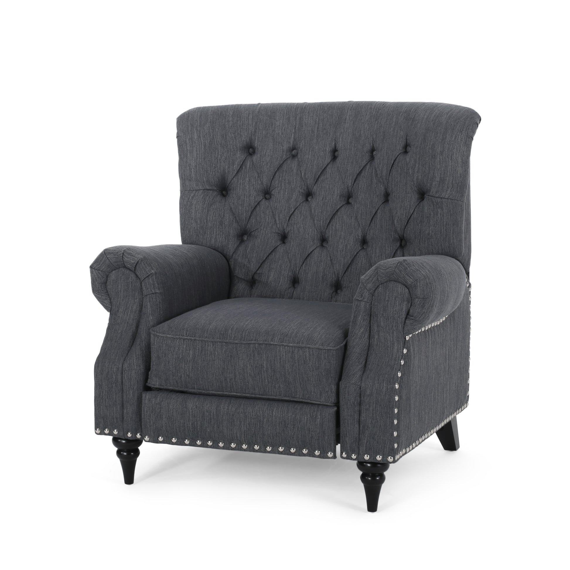 Classic Style Charcoal Fabric Push Back Chair Charcoal Fabric