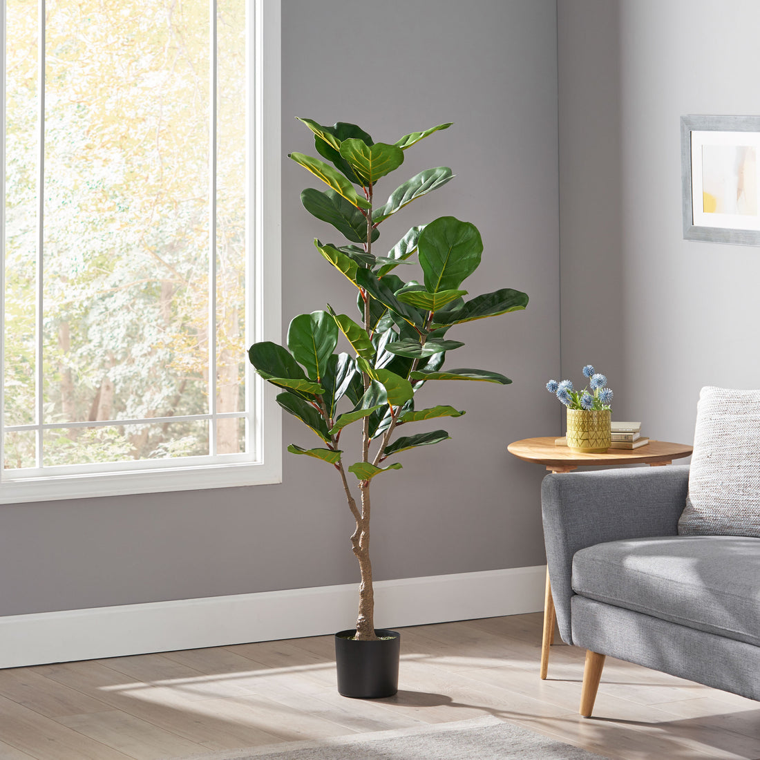 150Cm Artificial Fiddle Leaf Fig Tree Green Iron Plastic