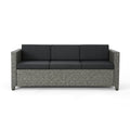 Puerta 3Seater Black Grey Pe Rattan Iron