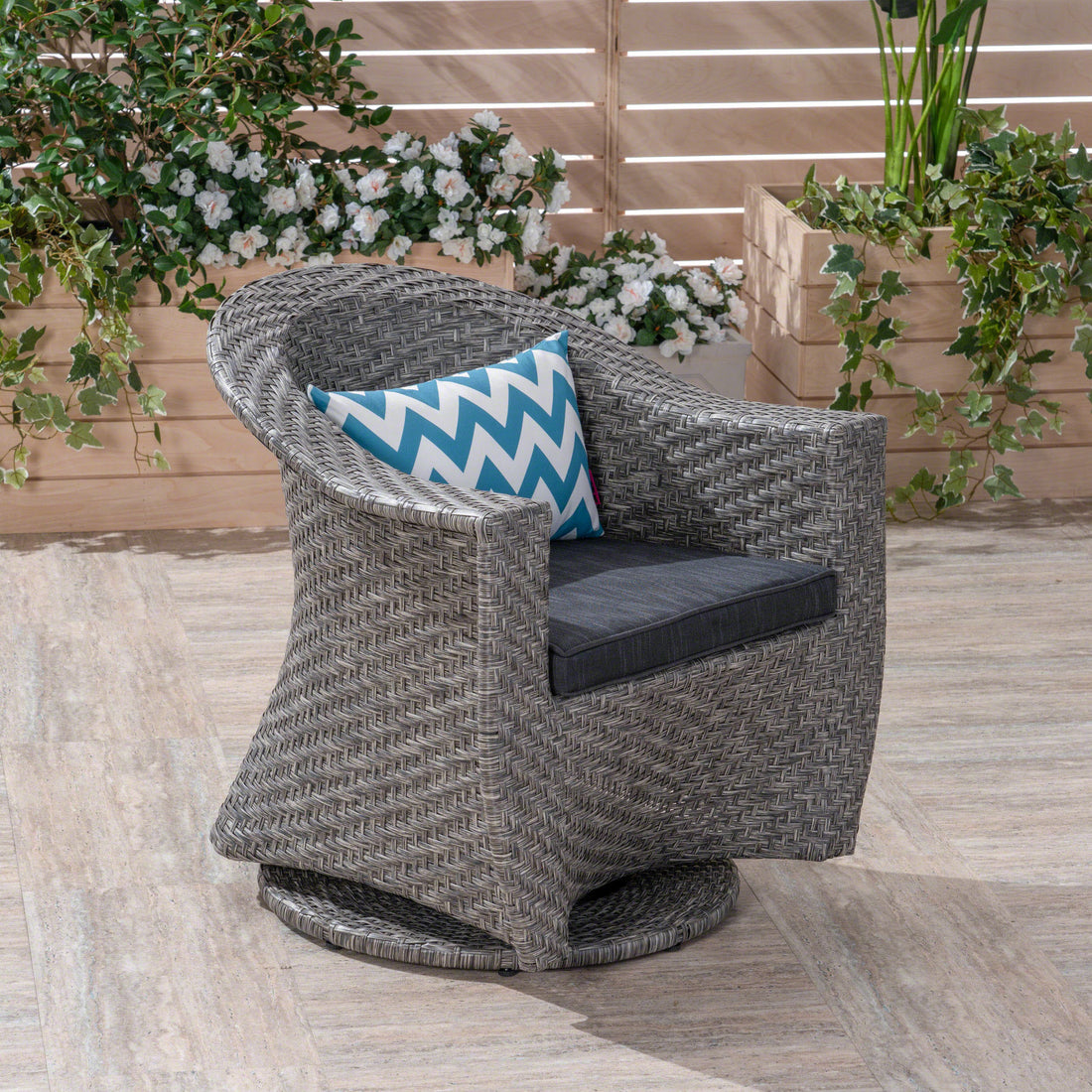 Larchmont Swivel Chair Grey Black Fabric