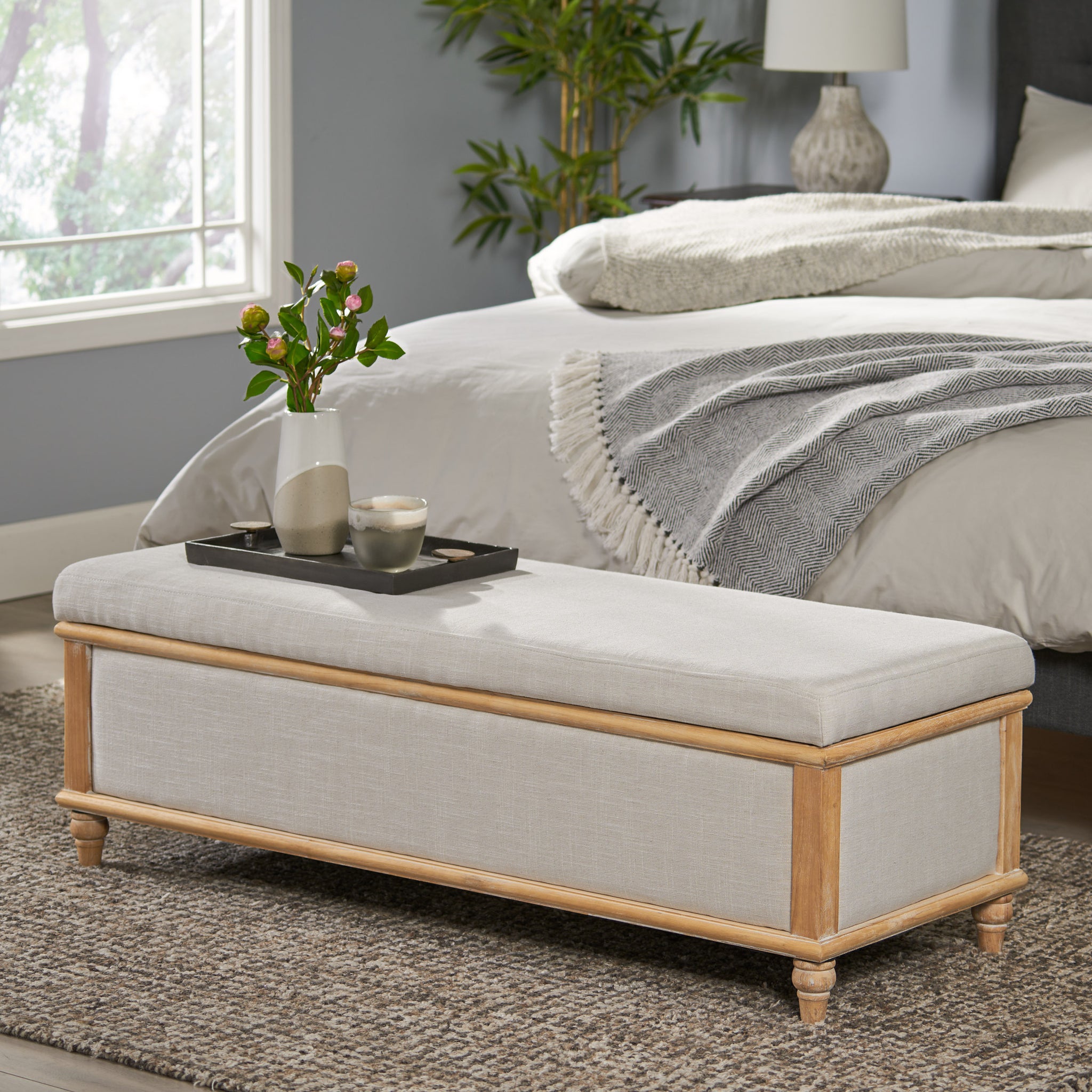 Osgood Storage Ottoman White Fabric