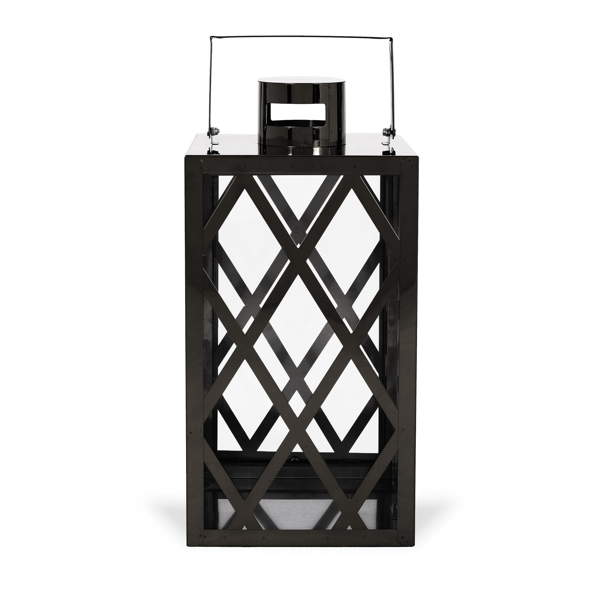 Anton 14"H Stainless Steel Lantern Black Stainless Steel