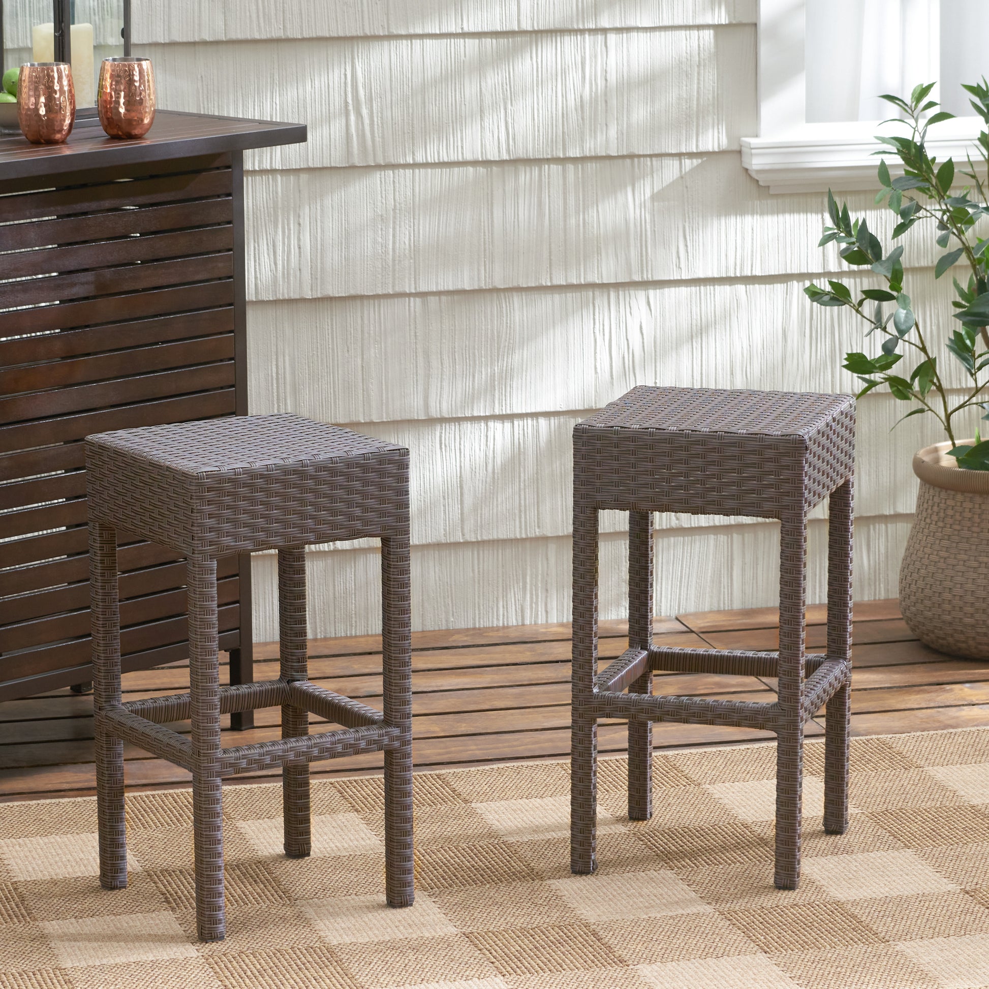 Trinidad Barstool Dark Brown Rattan