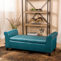 Hayes Armed Storage Bench Teal Pu