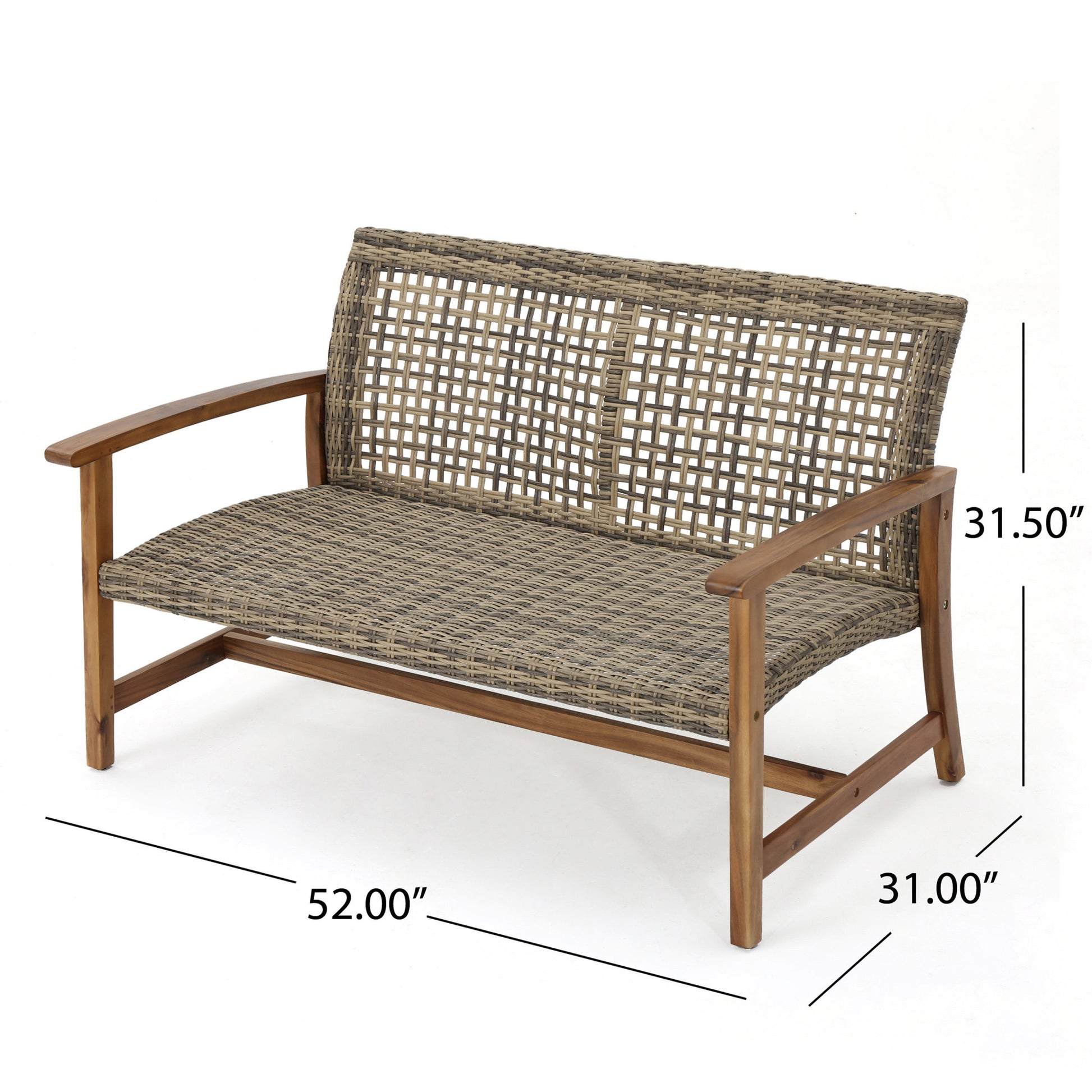 Hampton Wood Wicker Seat Natural Grey Acacia Wood