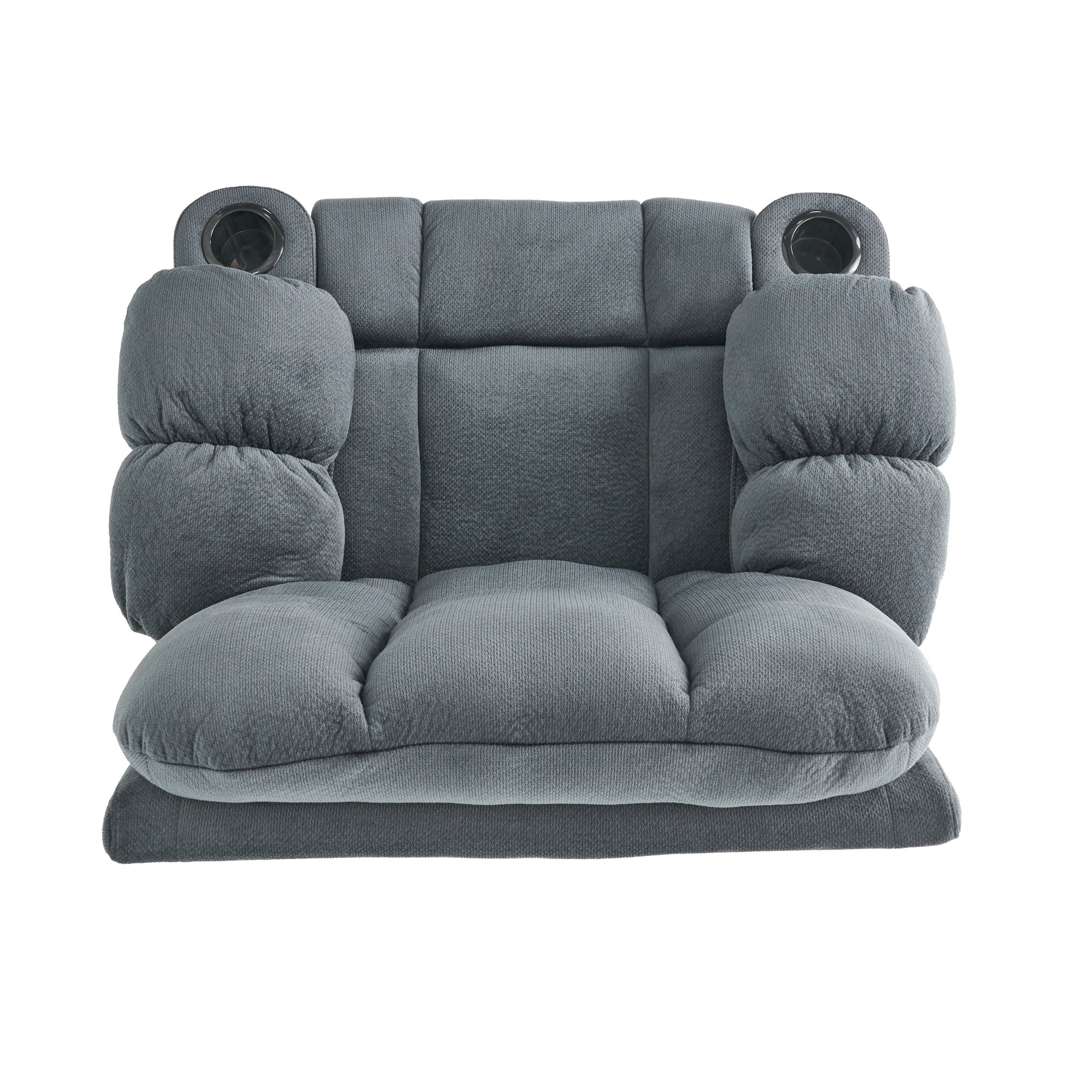 Luxurious Manual Recliner Chair In Silver With Skin Friendly Fabric And Dual Cup Holders Silver Fabric