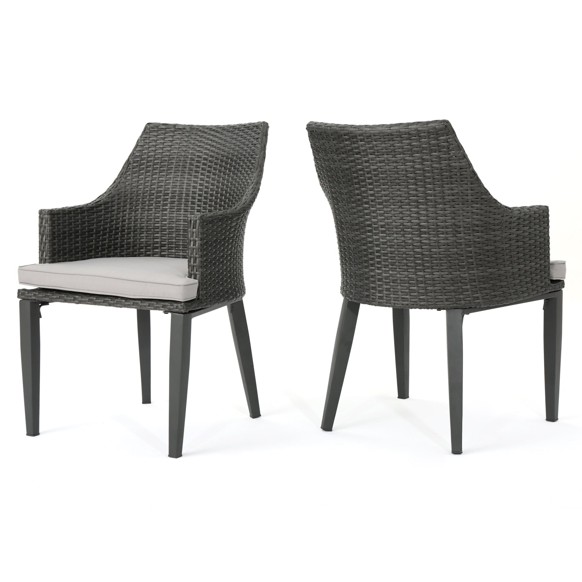 Hillhurst Chair Grey Mp2 Set Of 2 Grey Rattan Waterproof Fabric Metal