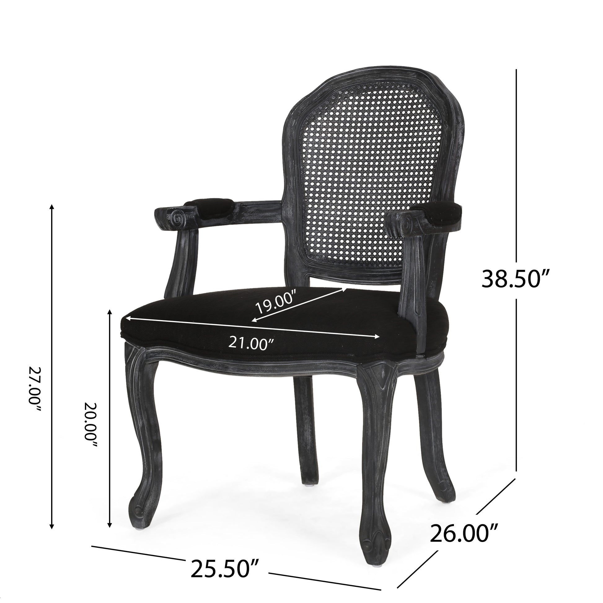 Dining Chair Black Wood Fabric