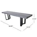 Verona Concrete Dining Bench Top Grey Oak Plaid Grey Oak Concrete