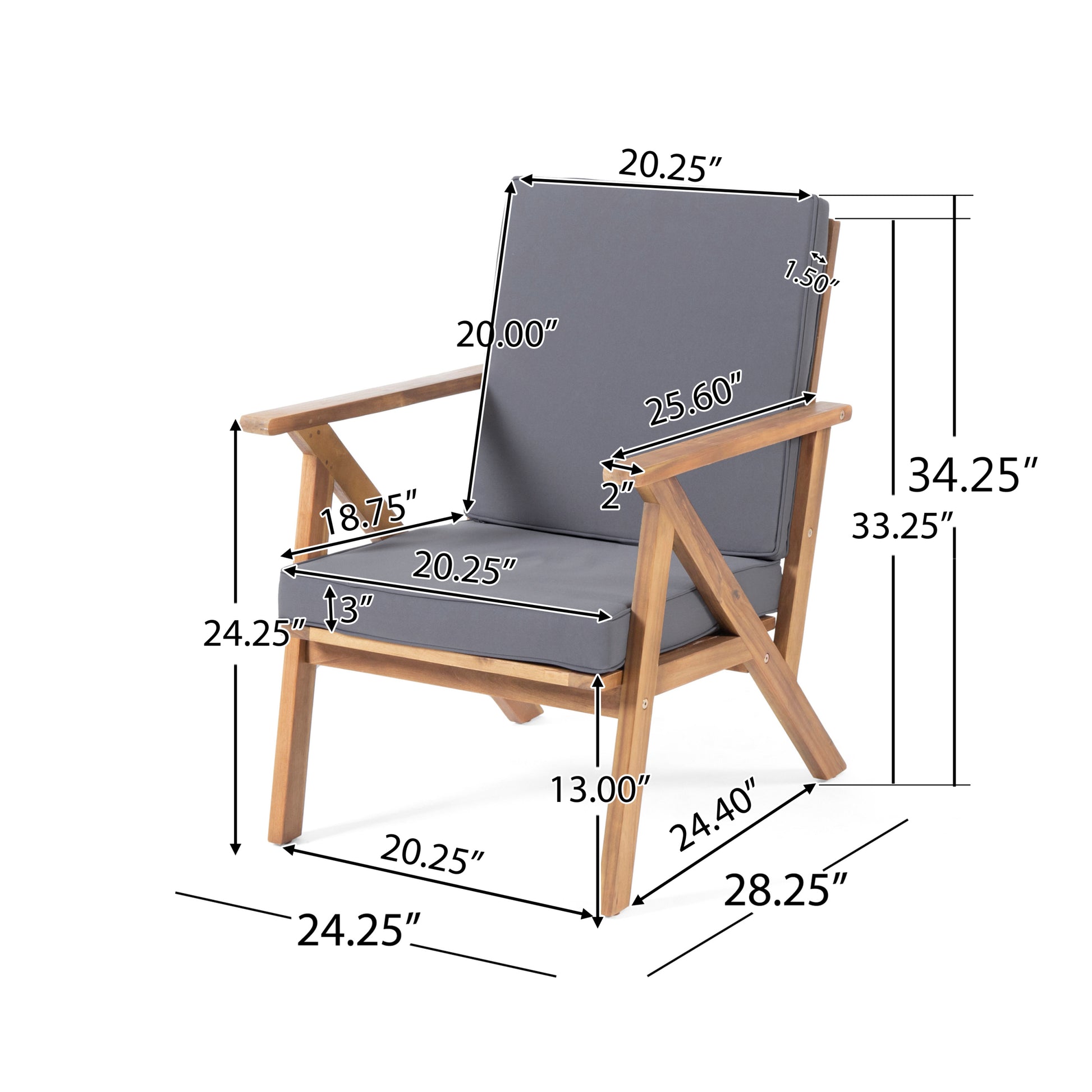 Panama 4Pc Chat Set Teak Wood Waterproof Fabric