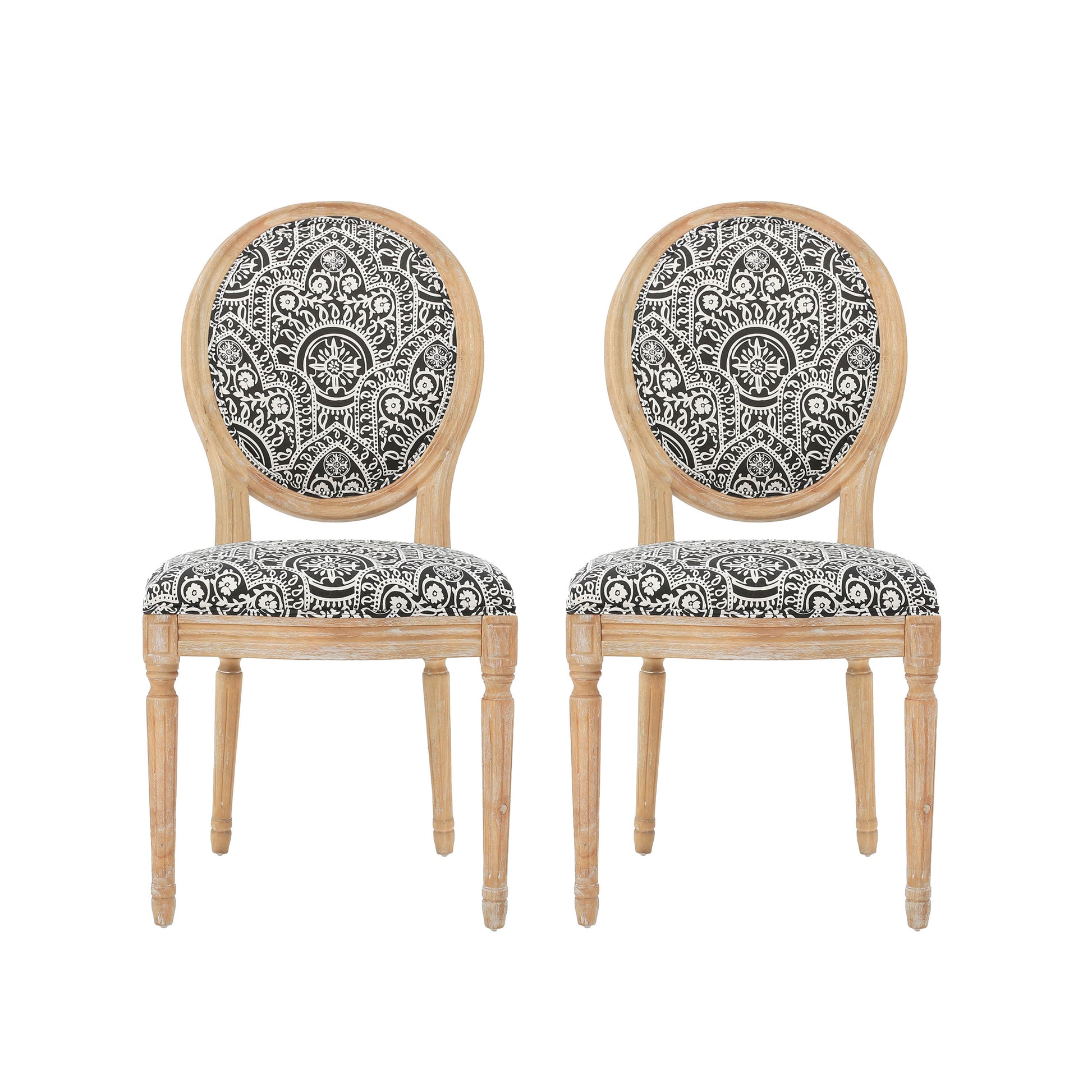 Kd Dining Chair Set Of 2 Black White Fabric