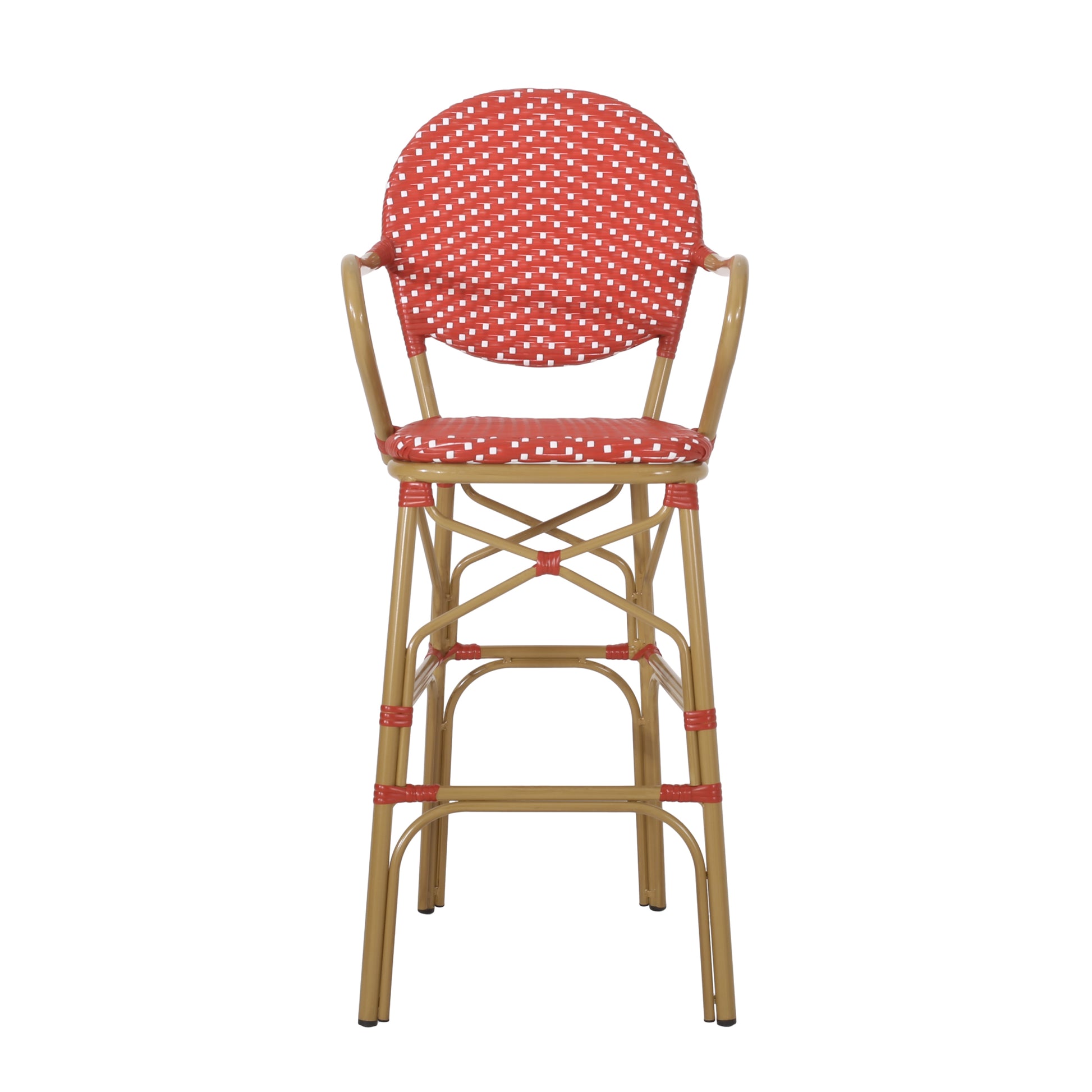 Barstool Red Plaid Wicker