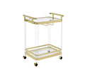 Aerin Server Cart With Casters Gold Gold Iron