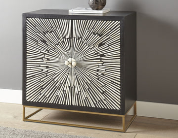 Amika 2 Door Sunburst Bone Cabinet Black Black Wood