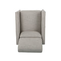 Push Back Recliner Light Grey Fabric