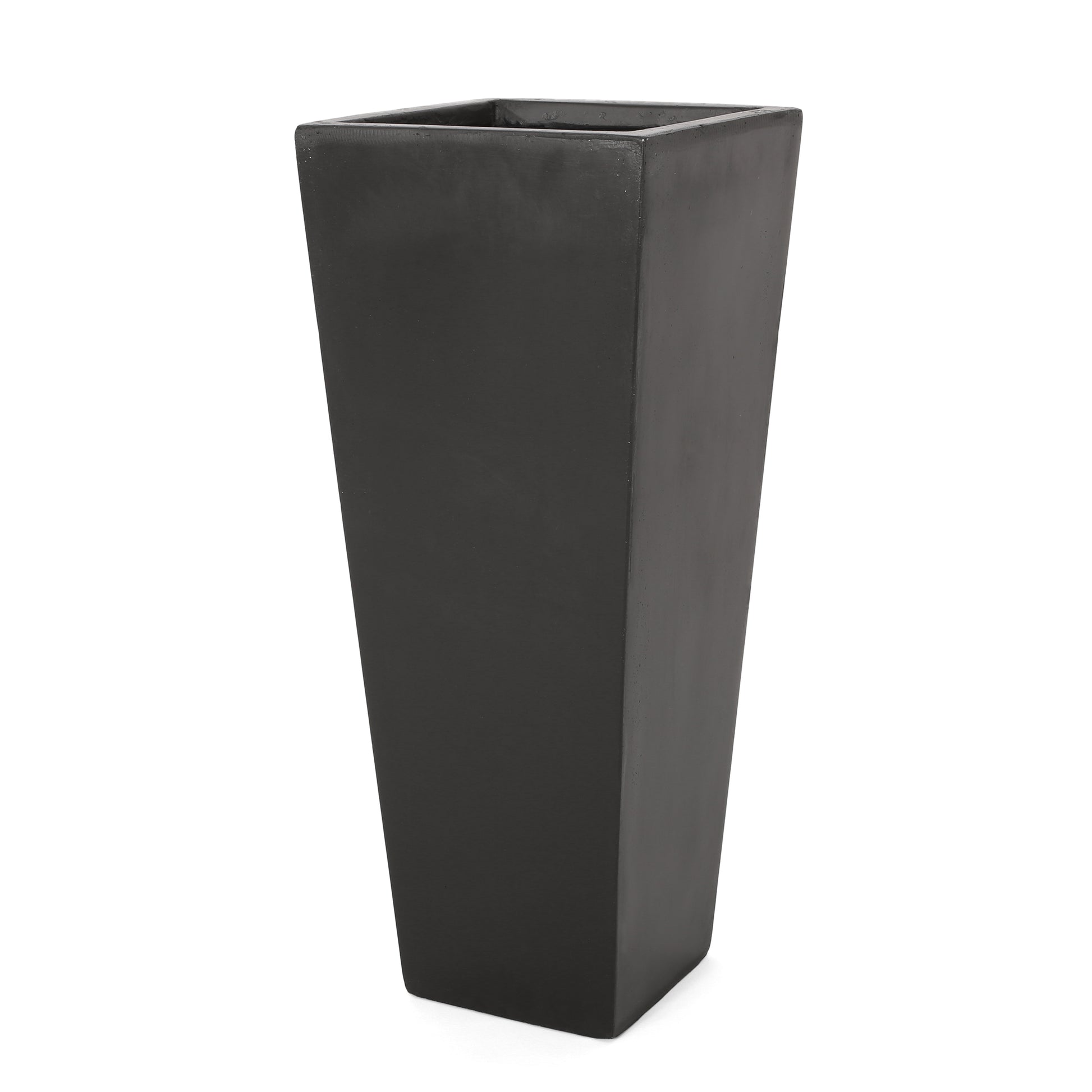 13" X 32.5" Outdoor Modern Mgo Cast Stone Planter, Black Black Magnesium Oxide