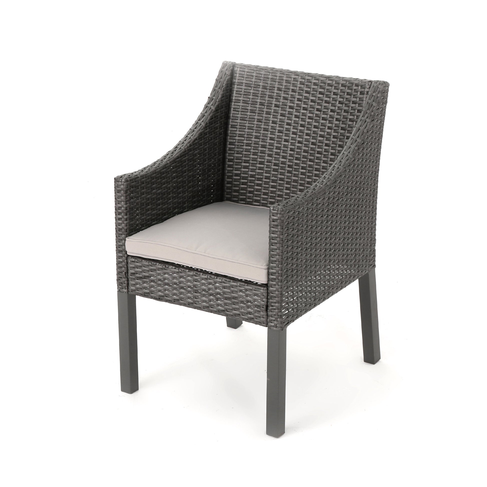 Antibes Dining Chair Grey Grey Silver Pe Rattan Iron Waterproof Fabric