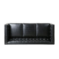 Mirod Comfy 3 Seat Sofa With Tufted Backmodern For Living Room Black Pu 3 Seat