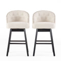 Ogden Kd Swivel Barstool Set Of 2 Beige Fabric