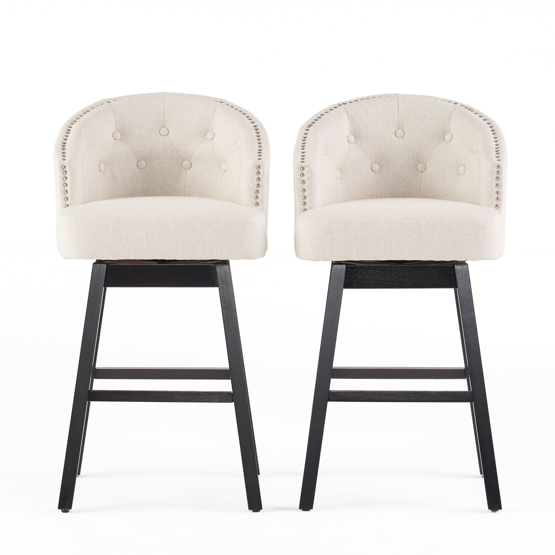 Ogden Kd Swivel Barstool Set Of 2 Beige Fabric