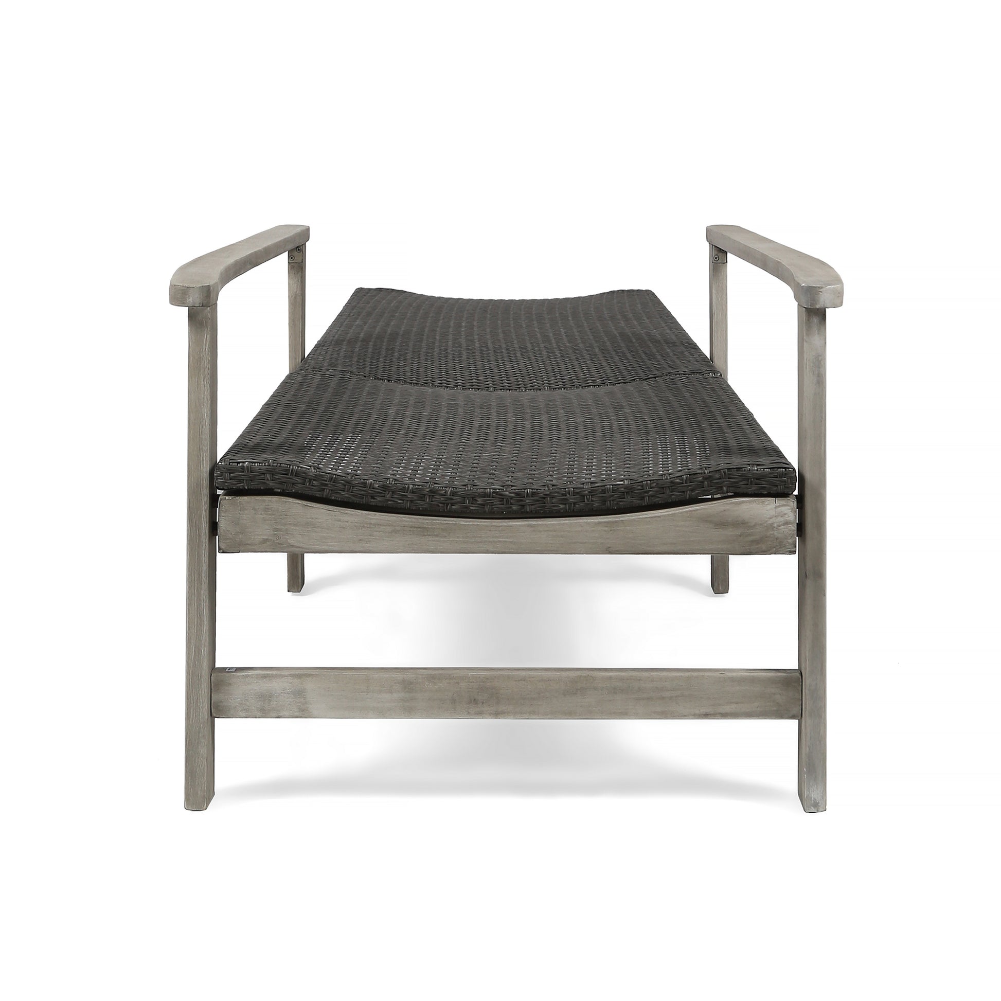 Hampton Wood Wicker Chaise Lounge Grey Metal & Wood