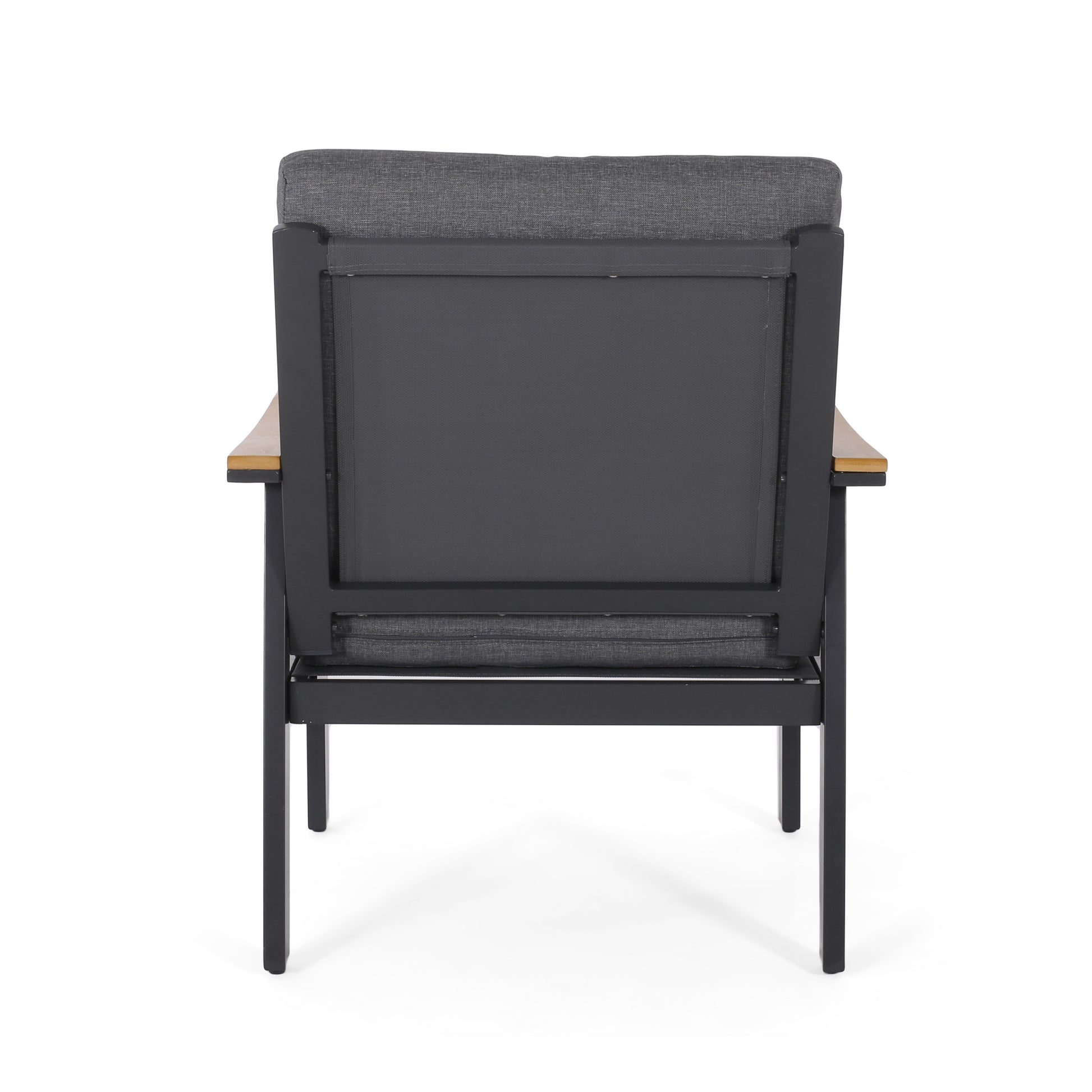 Sinclair 4Pc Chat Set Grey Metal Mesh Wood Fabric