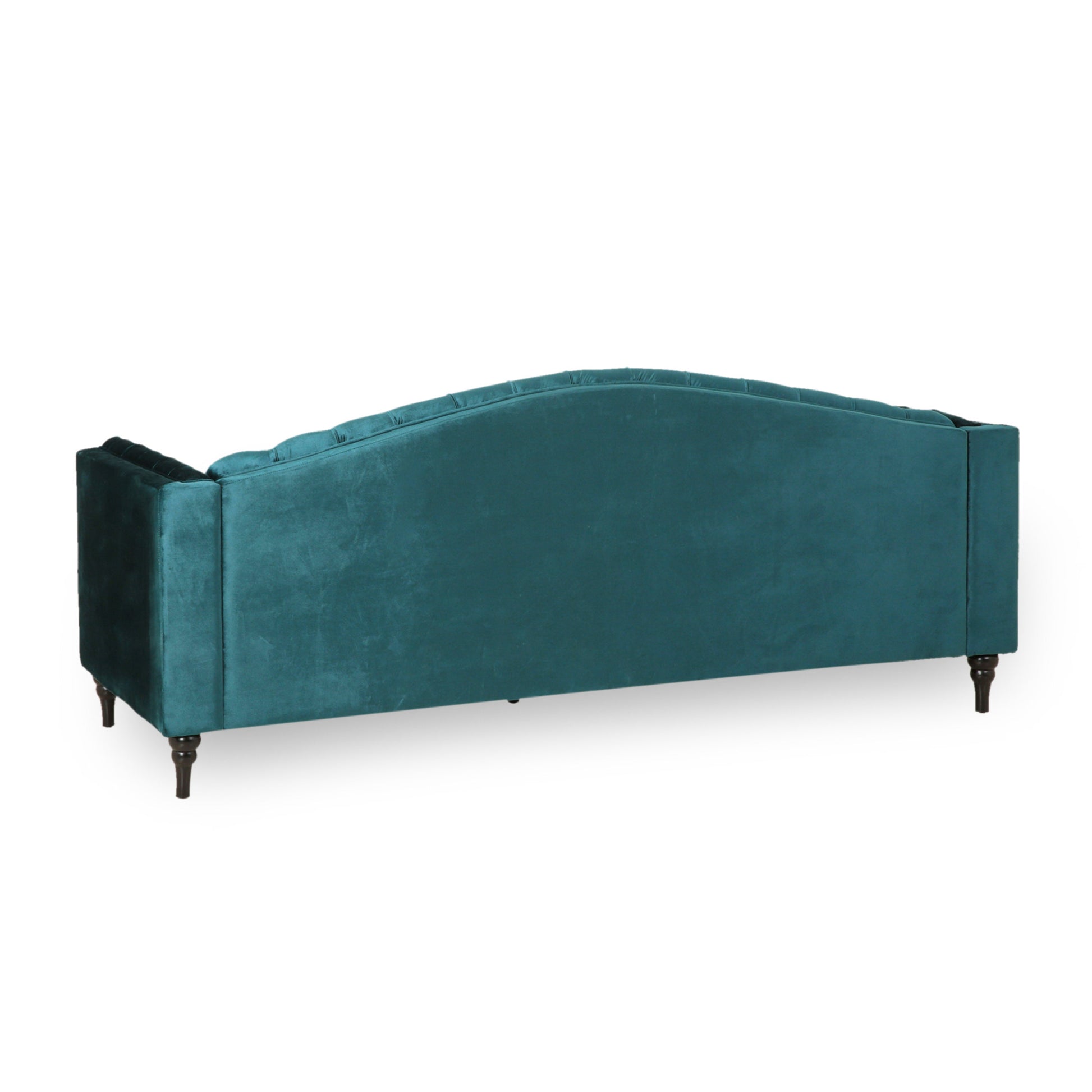 Mirod Comfy 3 Seat Sofa With Wooden Legs, Retro Style For Living Room Teal Velvet 3 Seat