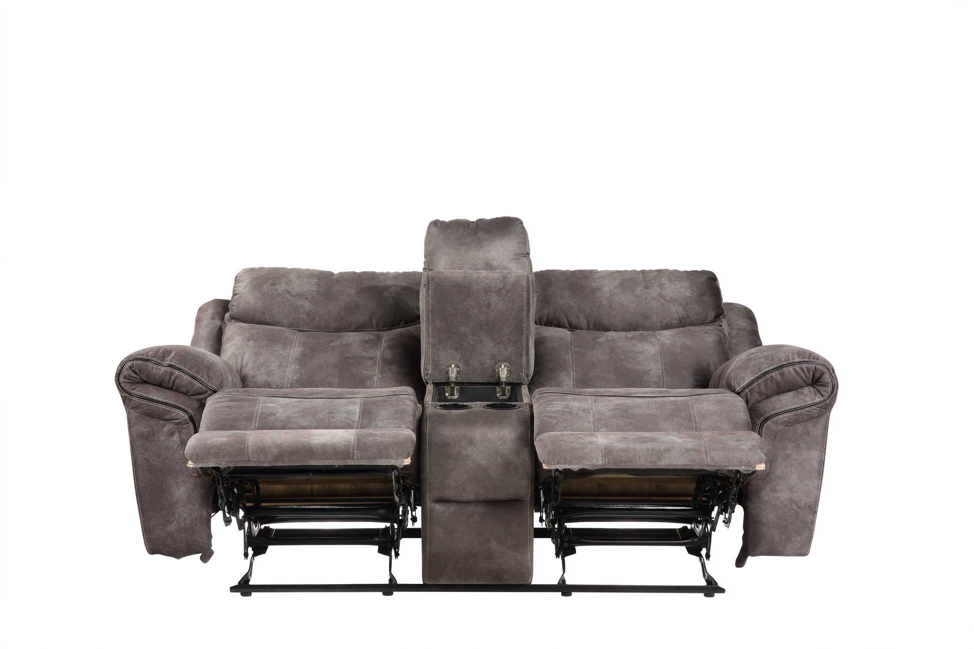 Nashville Glider Recliner Console Loveseat Gray Dark Gray Wood 2 Seat