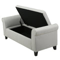 Hayes Armed Storage Bench Light Grey Fabric