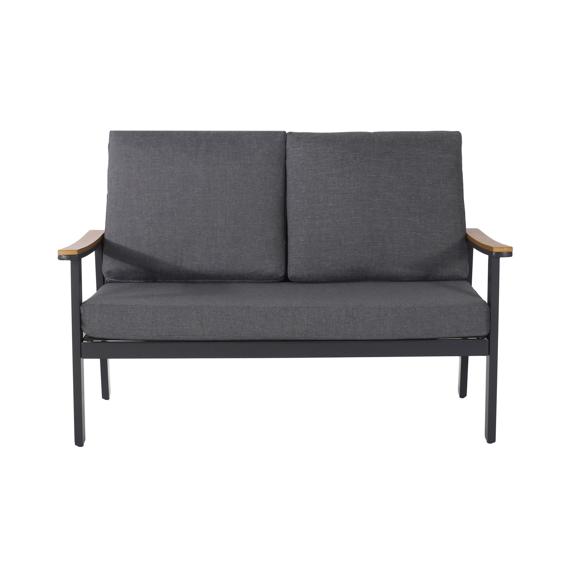 Sinclair 4Pc Chat Set Grey Metal Mesh Wood Fabric