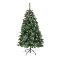 4.5 'Glitter Bristle Mixed Hinged Tree With Red Berry And Pine Cones And 200 Cl,407 Tips Green Pvc