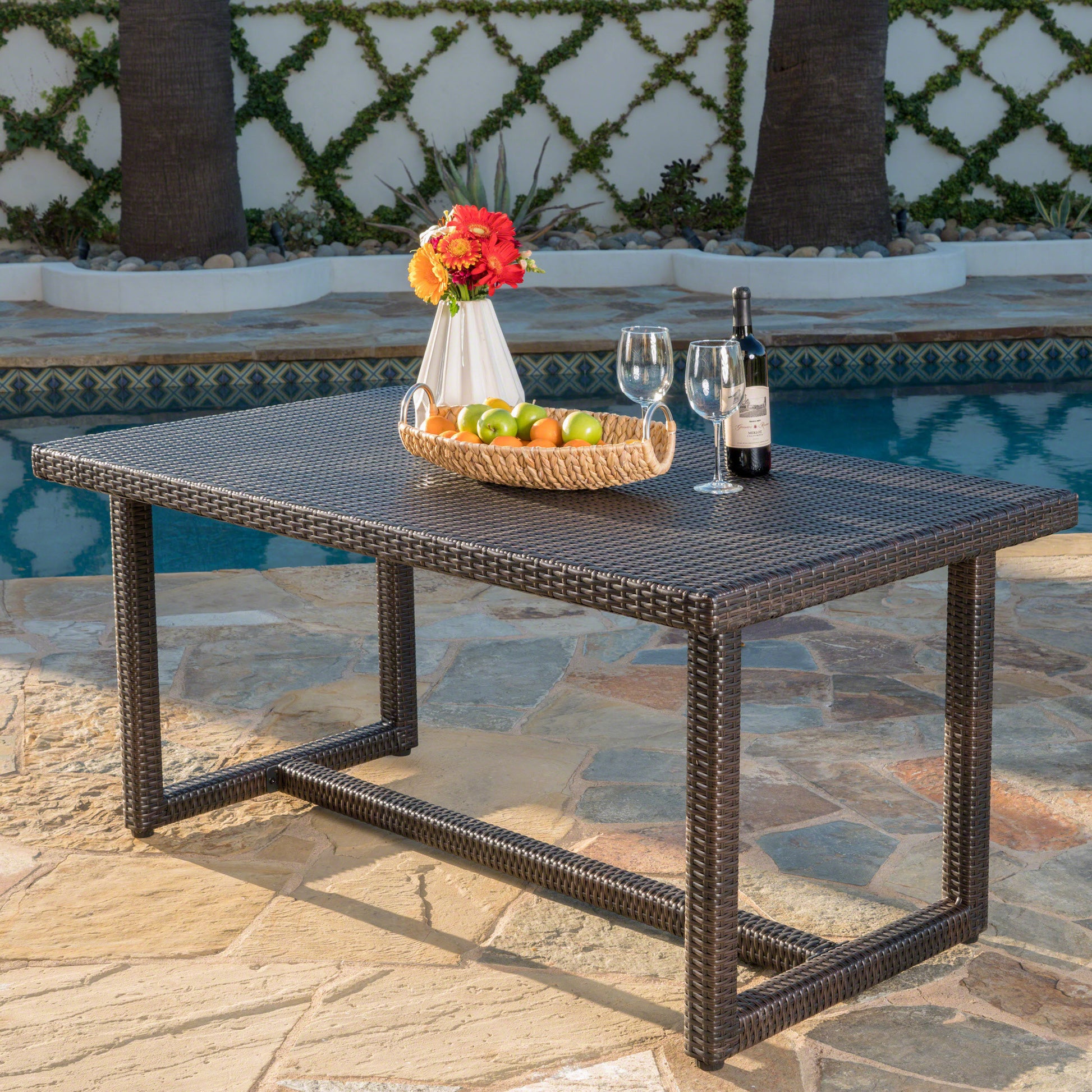 Santa Rosa Dining Table Brown Multi Rattan