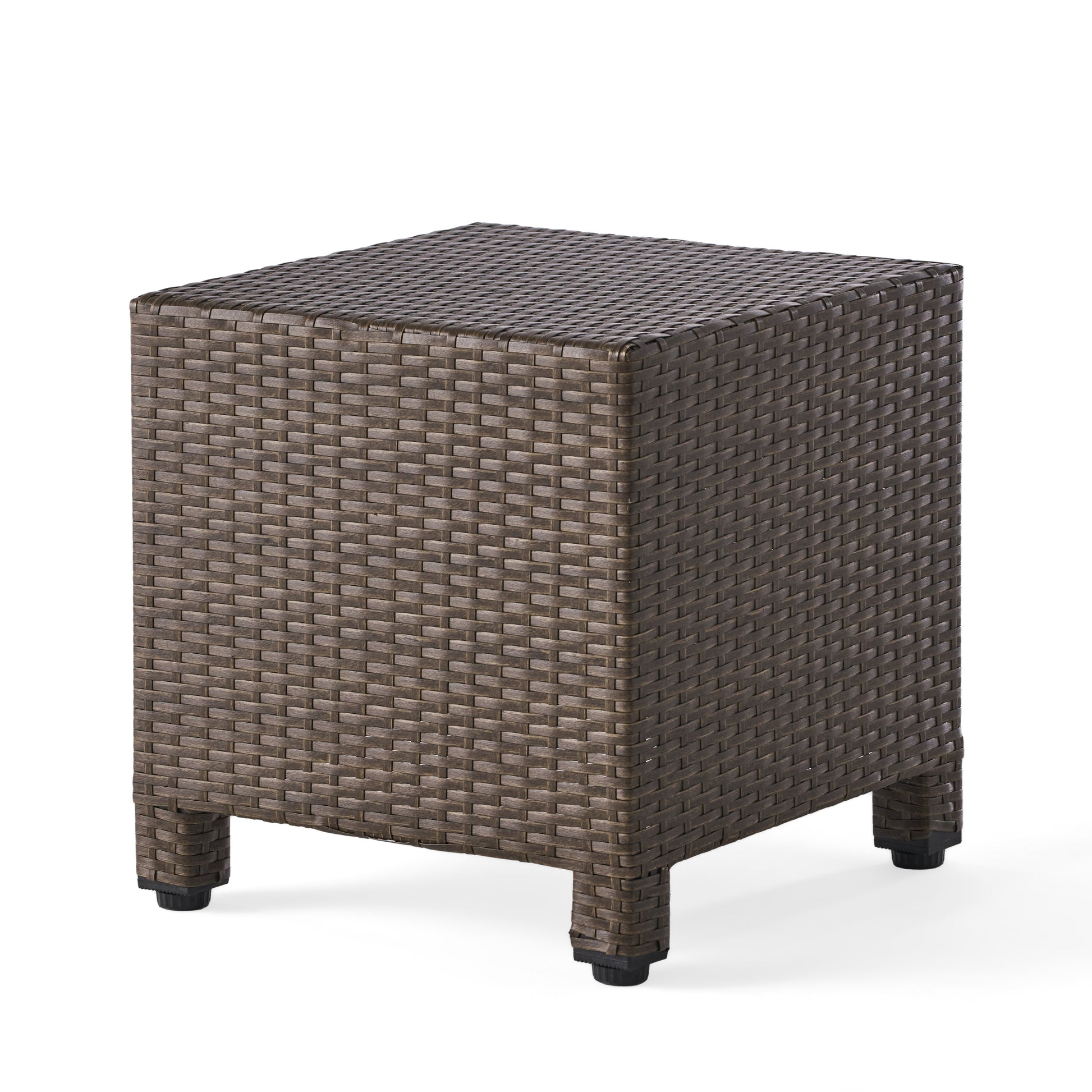 Puerta Accent Table Brown Pe Rattan Iron