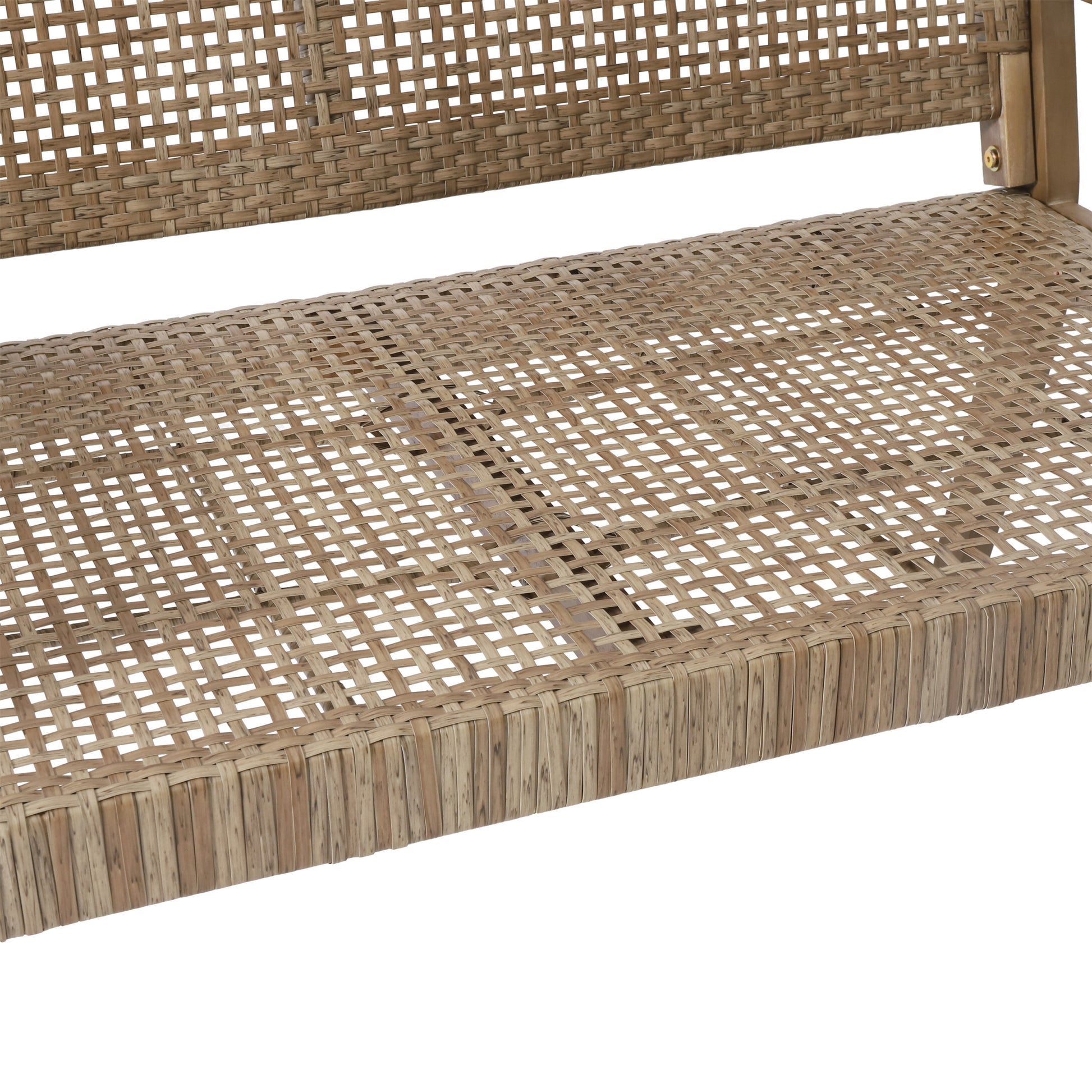 Outdoor Wicker And Acacia Wood Loveseat, Light Multibrown And Light Brown, 34'' H X 46.5'' W X 27.25'' D Brown Acacia Wood