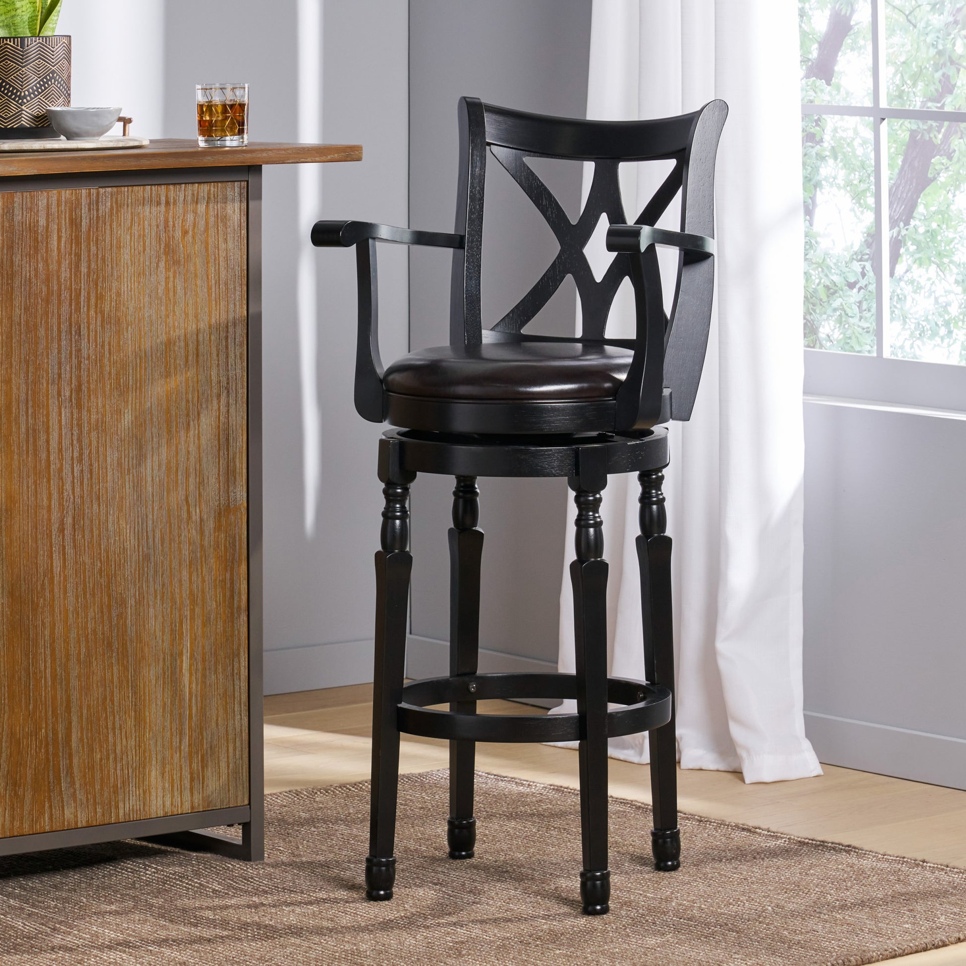 Leather Bar Stool Espresso Leather