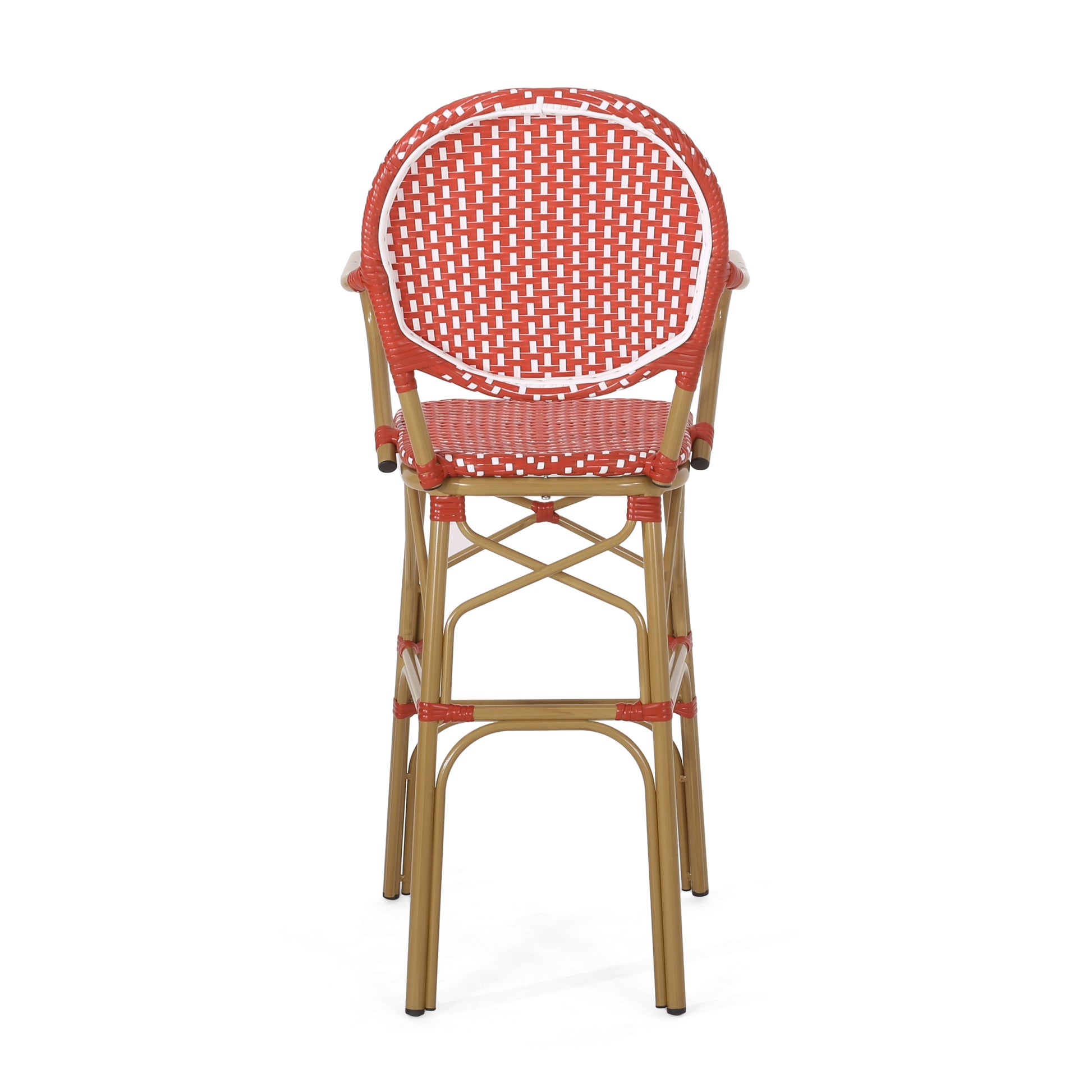 Barstool Red Plaid Wicker